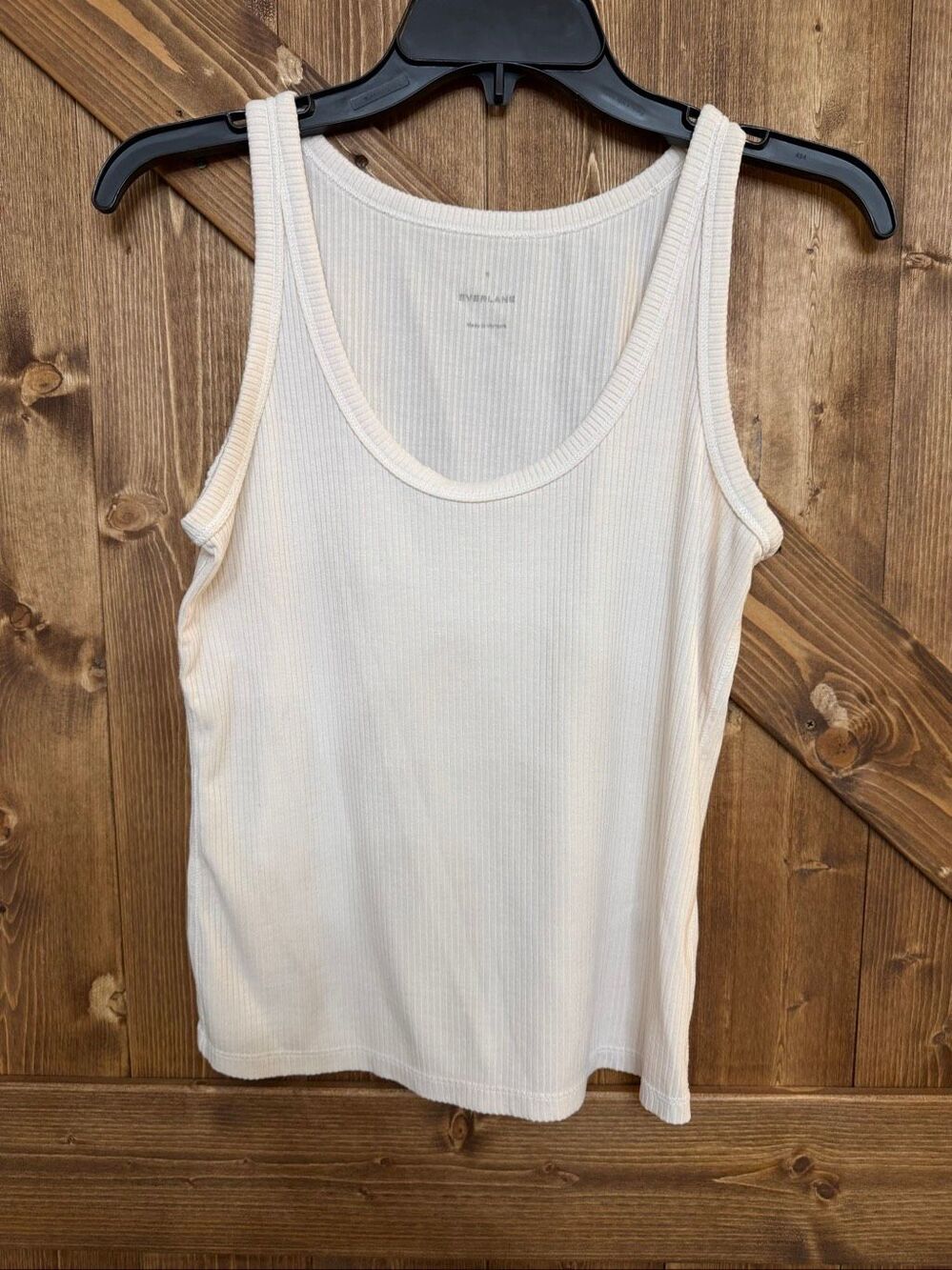 Everlane Women’s Small White Ribbed Tank Top Scoop Neck Sleeveless Basic (9327)